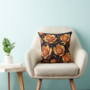 Trendy Luxury Boho Gold Rose Collection Cushion