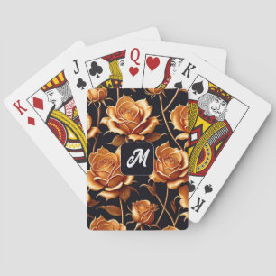 Trendy Luxury Boho Gold Rose Collection Playing Cards