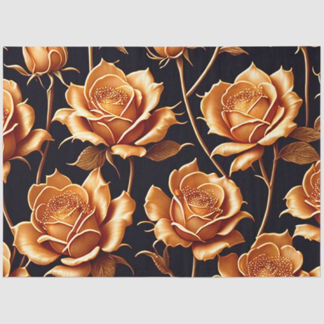 Trendy Luxury Boho Gold Rose Collection Tissue Paper (Front)
