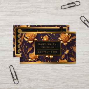 Trendy Luxury Gold Boho Rose Collection Business Card