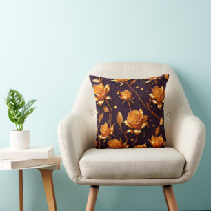Trendy Luxury Gold Boho Rose Collection Cushion