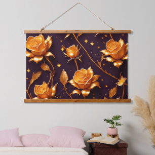 Trendy Luxury Gold Boho Rose Collection Hanging Tapestry