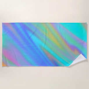 Trendy luxury green blue purple faux holographic beach towel