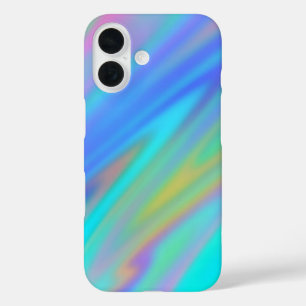 Trendy luxury green blue purple faux holographic iPhone 16 case