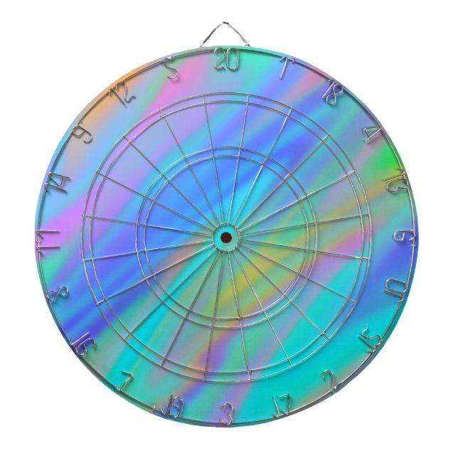 Trendy luxury green blue purple faux holographic dartboard (Front)