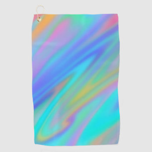Trendy luxury green blue purple faux holographic golf towel