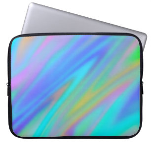 Trendy luxury green blue purple faux holographic laptop sleeve