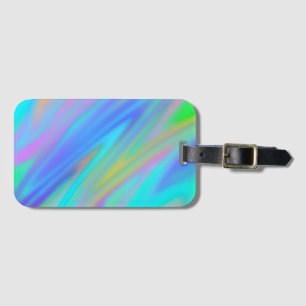 Trendy luxury green blue purple faux holographic luggage tag