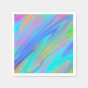 Trendy luxury green blue purple faux holographic napkin