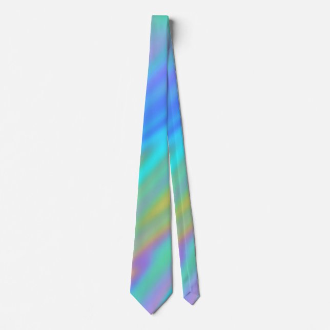 Trendy luxury green blue purple faux holographic tie (Front)