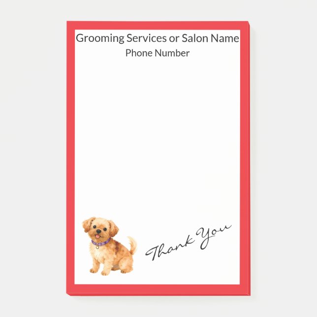 Trendy Luxury Grooming Dog Personalised Collection Post-it Notes (Front)