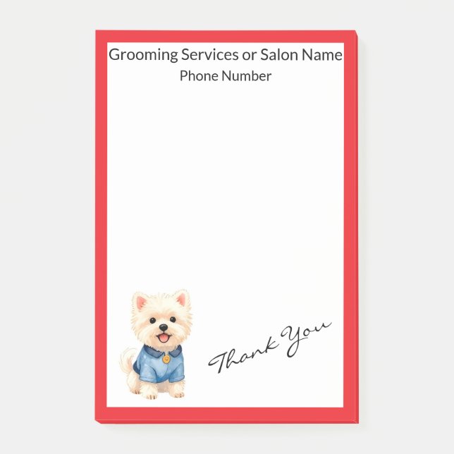 Trendy Luxury Grooming Pet Personalised Collection Post-it Notes (Front)