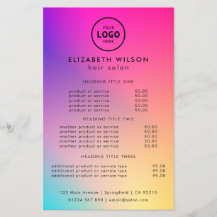 Trendy Luxury Salon Price List Template Flyer