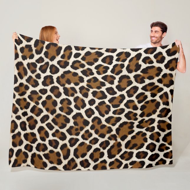 Trendy Luxury White Leopard Elegant Collection Fleece Blanket (In Situ)