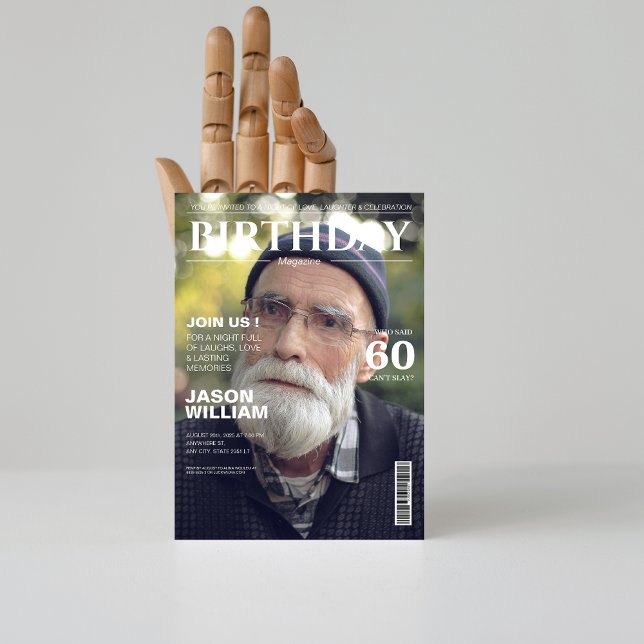 Trendy Magazine cover 60th Birthday party Invitation (Creator Uploaded)