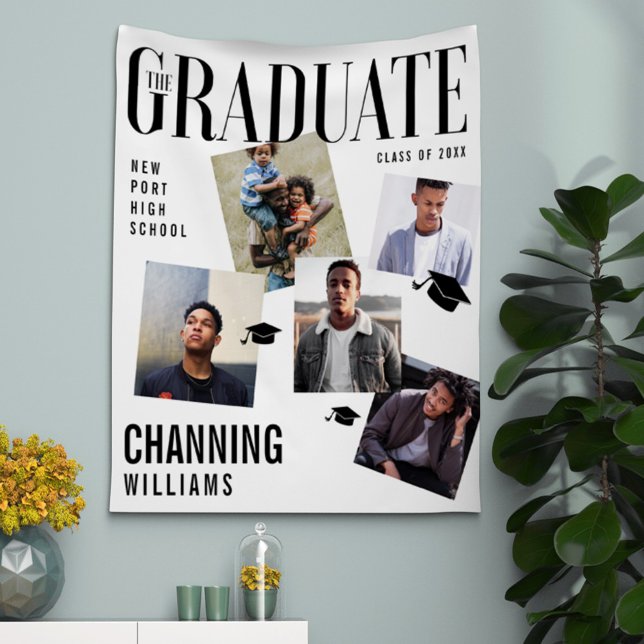 Trendy Magazine Cover Collage Inspired Graduation  Tapestry (Creator Uploaded)