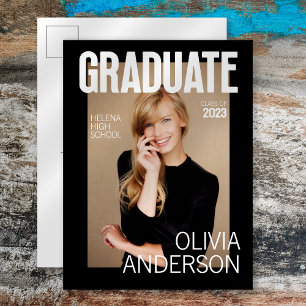 Trendy Magazine Cover Graduation Announcement Postcard