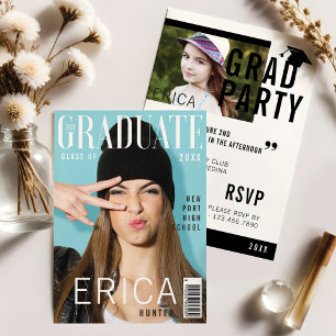 Trendy Magazine Cover Inspired Grad Invitation