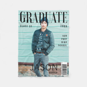 Trendy Magazine Cover Inspired Graduation Fleece Blanket
