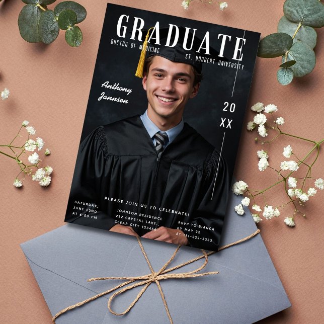 Trendy Magazine Cover Photo Graduation Invitation (Creator Uploaded)