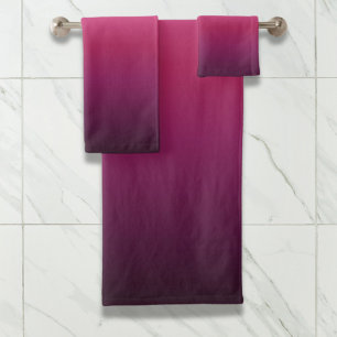 trendy magenta maroon marsala burgundy ombre bath towel set