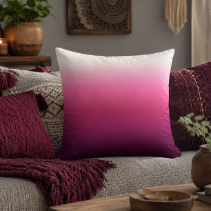 trendy magenta maroon marsala burgundy ombre cushion