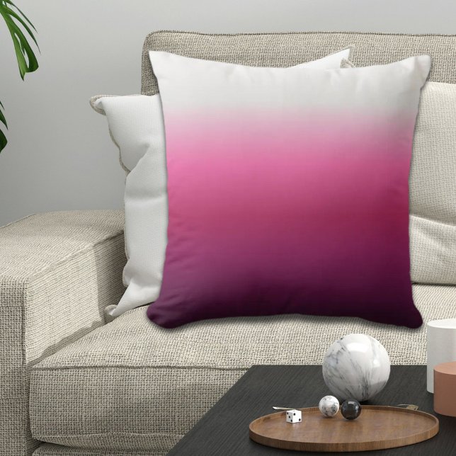 trendy magenta maroon marsala burgundy ombre cushion (trendy magenta maroon marsala burgundy ombre throw pillow)