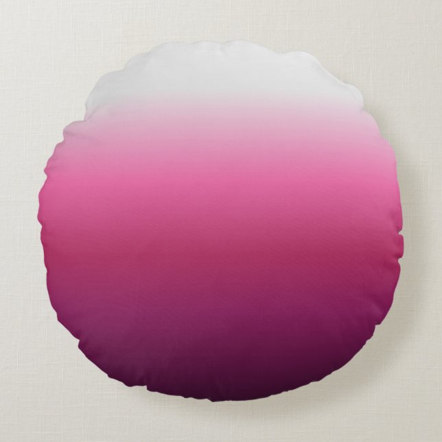 trendy magenta maroon marsala burgundy ombre round cushion (Front)