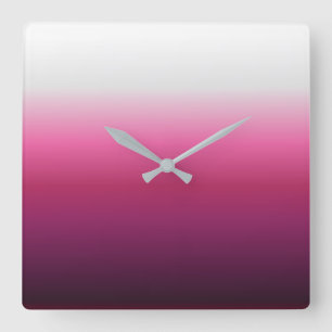 trendy magenta maroon marsala burgundy ombre square wall clock