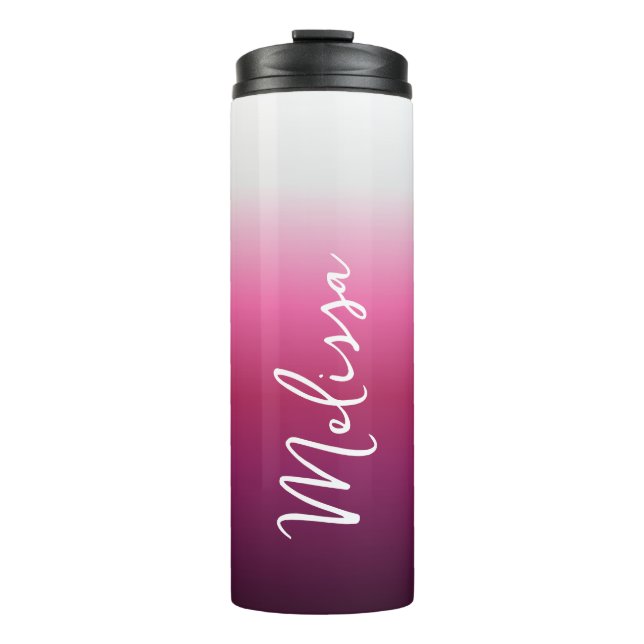trendy magenta maroon marsala burgundy ombre thermal tumbler (Front)