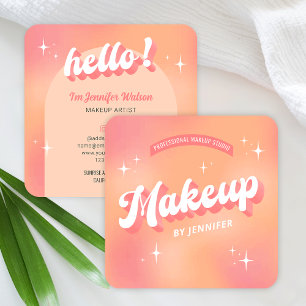 Trendy Makeup Artist Girly Retro Peach Beauty Square Business Card