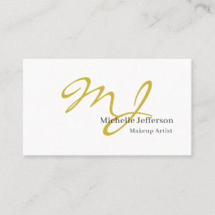 Trendy Makeup Artist Gold Monogram Black White Business Card