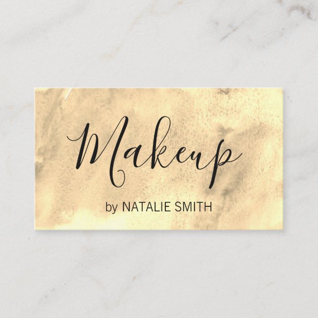 Trendy Makeup Artist Watercolor Business Card (Front)