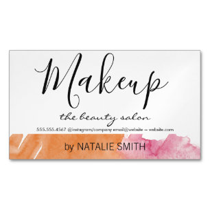 Trendy Makeup Artist Watercolor Magnetic Business Card