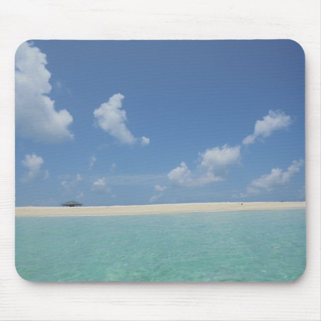 Trendy Maldives Template Blue Sea Sky Clouds Sand Mouse Pad (Front)