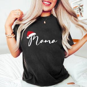 Trendy Mama Christmas Santa Hat Black T-Shirt