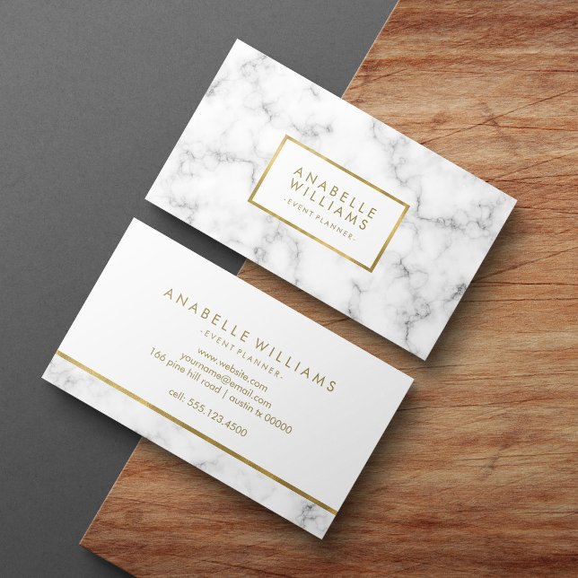 Trendy Marble and Faux Gold Texture Business Card (Creator Uploaded)