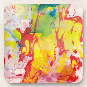 Trendy Marble Look Pink Red Yellow Blue Green Coaster