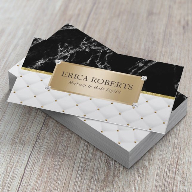 Trendy Marble Makeup Artist Hair Stylist Salon Business Card (Creator Uploaded)