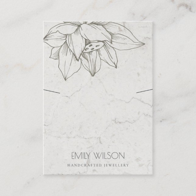 TRENDY MARBLE SILVER LOTUS SIMPLE NECKLACE DISPLAY BUSINESS CARD (Front)