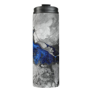 Trendy Marble Stone Blue Black Grey Design Thermal Tumbler