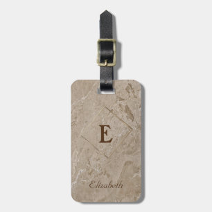 Trendy Marble Texture,Frame Monogram-Personalised Luggage Tag