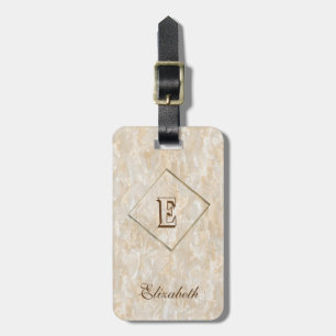 Trendy  Marble Texture, Monogram-Personalised Luggage Tag