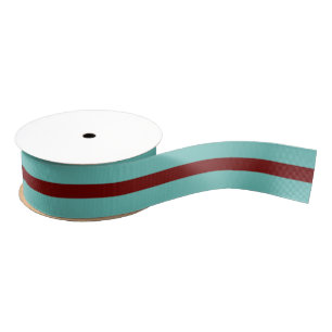 Trendy Maroon And Teal Striped  Grosgrain Ribbon