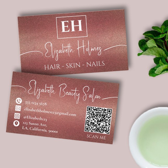 Trendy Maroon Red Glitter Makeup Artist QR Business Card (Creator Uploaded)