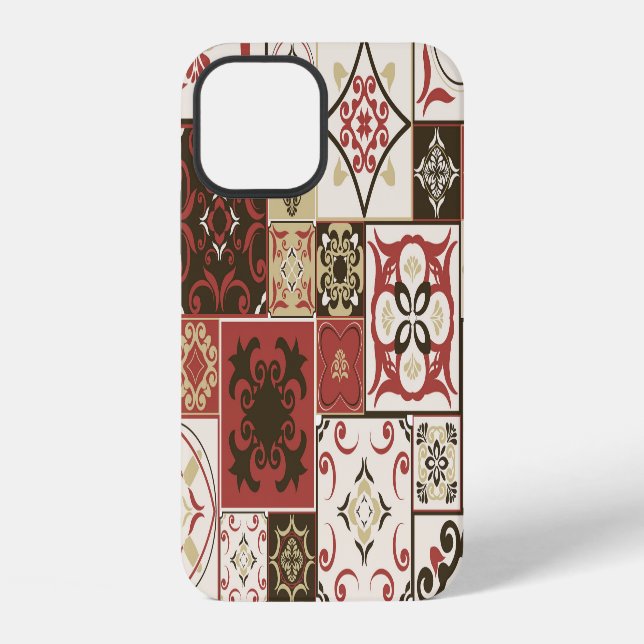 Trendy Marsala Moroccan Tile Pattern iPhone Case (Back)
