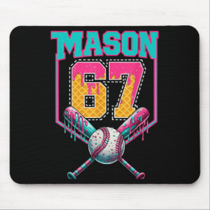 Trendy Mason 67 Mem Ice Cream Drip Baseball Birthd Mouse Pad
