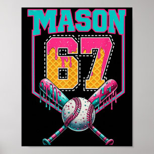 Trendy Mason 67 Mem Ice Cream Drip Baseball Birthd Poster