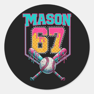 Trendy Mason 67 Mem Ice Cream Drip Bysebyll Birthd Classic Round Sticker