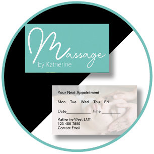Trendy Massage Therapy Appointment Business Cards